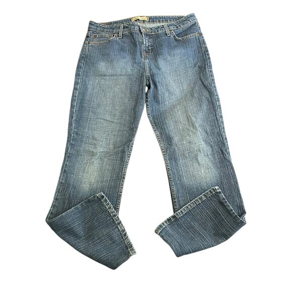 Y2K LEI Midrise Bootcut Blue Jeans Juniors Size 13 Medium Wash Faded Stretch - Picture 1 of 7